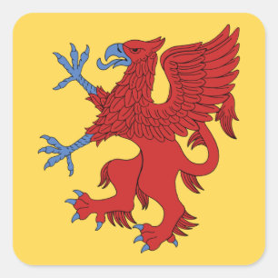 Griffin Rampant Gules Square Sticker