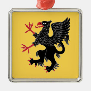 Griffin Rampant Sable Metal Tree Decoration