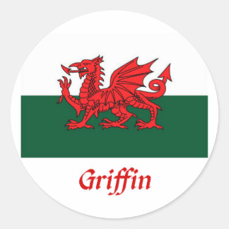 Griffin Welsh Flag Classic Round Sticker