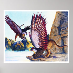 Griffins on Cliff Poster