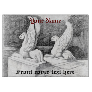 Griffins sculpture monochrome pencil Art Cutting Board
