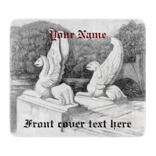 Griffins sculpture monochrome pencil Art Cutting Board