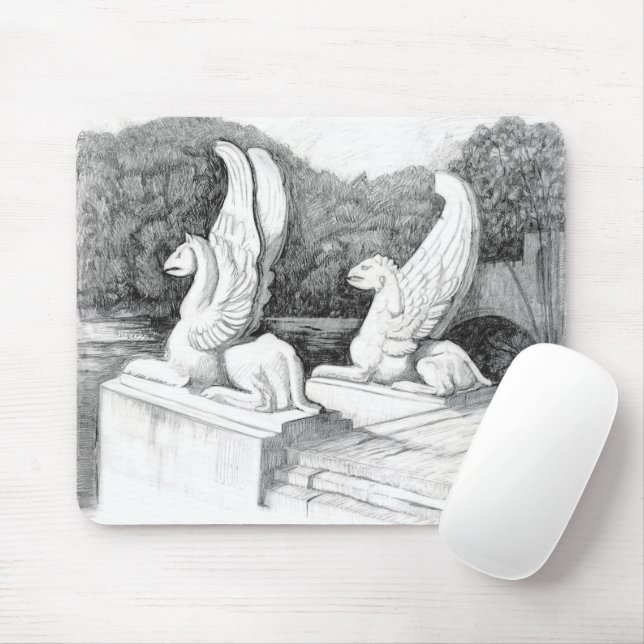 Griffins sculpture monochrome pencil Art Mouse Pad (With Mouse)