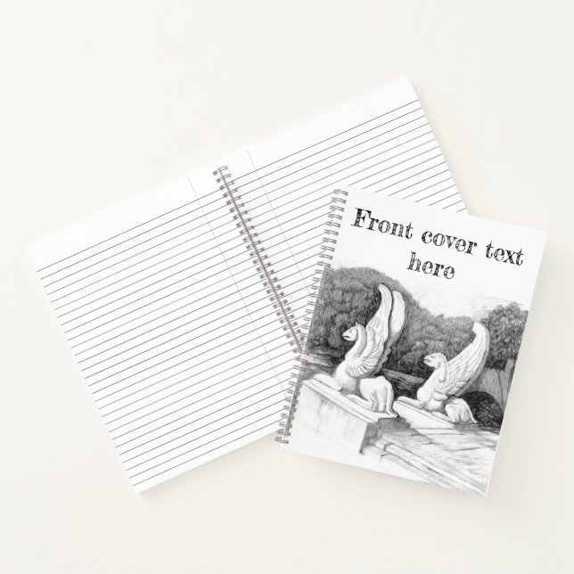 Griffins sculpture monochrome pencil Art Notebook (Inside)