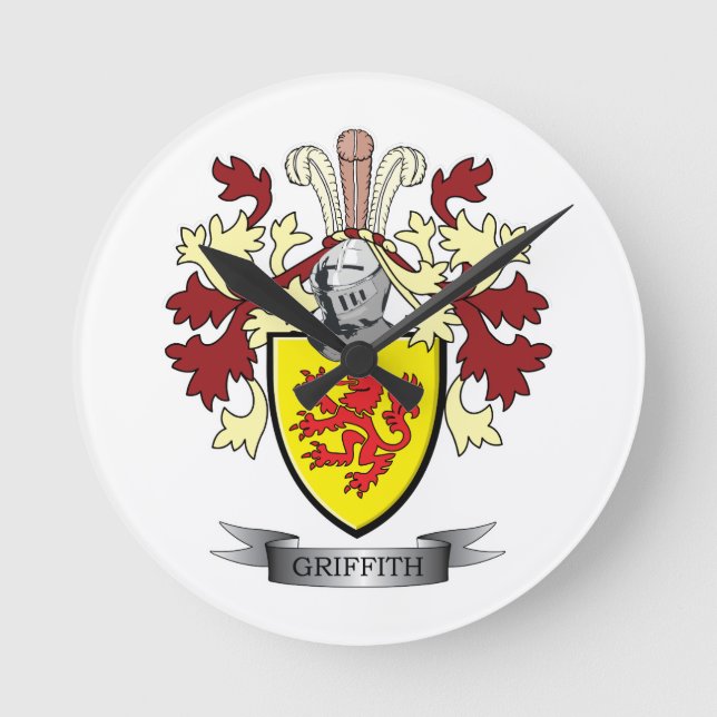 Griffith Family Crest Coat of Arms Round Clock (Front)