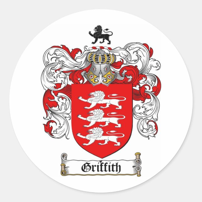 GRIFFITH FAMILY CREST -  GRIFFITH COAT OF ARMS CLASSIC ROUND STICKER (Front)