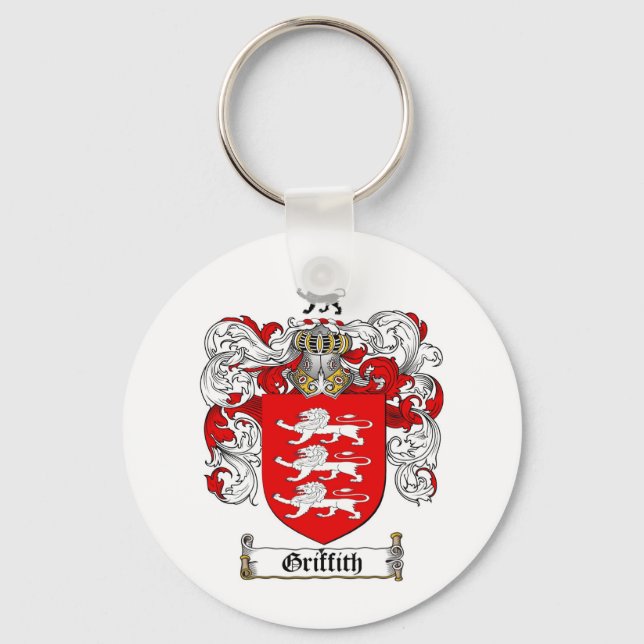 GRIFFITH FAMILY CREST -  GRIFFITH COAT OF ARMS KEY RING (Front)