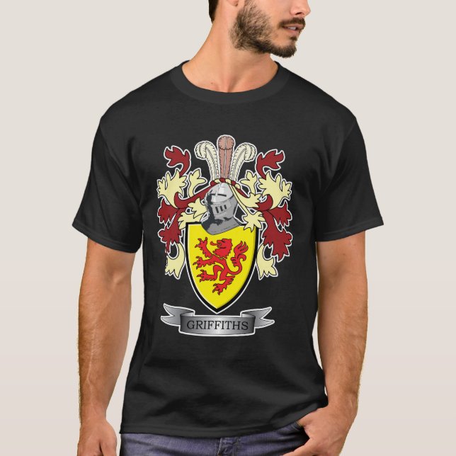 Griffiths Family Crest Coat of Arms T-Shirt (Front)