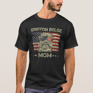 Griffon Belge Mom Dog American Flag 4th Of July T-Shirt