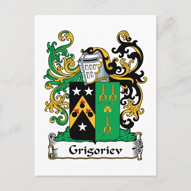 Grigoriev Family Crest Postcard (Front)