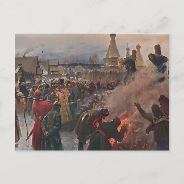 Grigoriy Myasoyedov- Burning of Archpriest Avvakum Postcard (Front)
