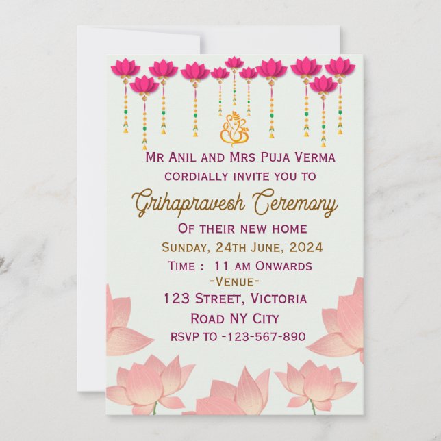 Grihapravesh Ceremony Invitations  (Front)