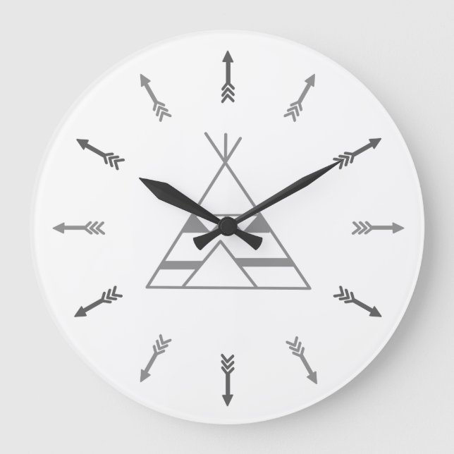 Grijze Tipi Large Clock (Front)