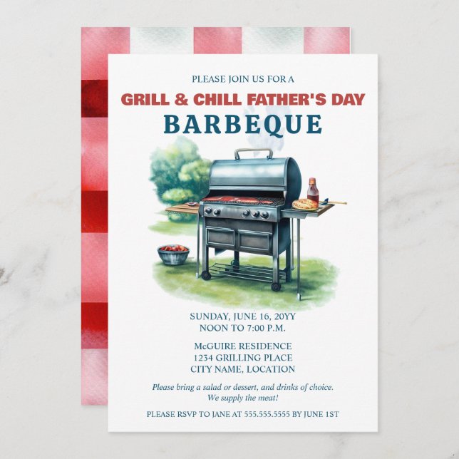 Grill and Chill BBQ Party Invitation (Front/Back)