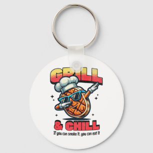 Grill And Chill Funny Bbq Dab Grilled Steak Food L Key Ring