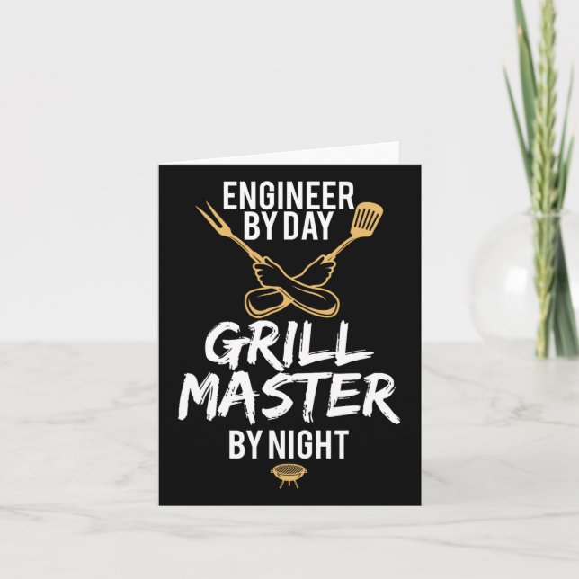 Grill Bbq Master Engineer Funny Barbecue Gift  Card (Front)