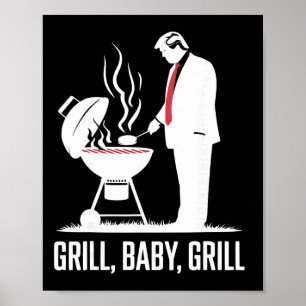Grill By Grill Funny Trump Silhouette 4th Of July Poster