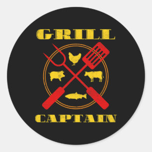 Grill Captain Bbq Grilling Classic Round Sticker