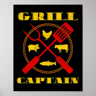 Grill Captain Bbq Grilling Poster