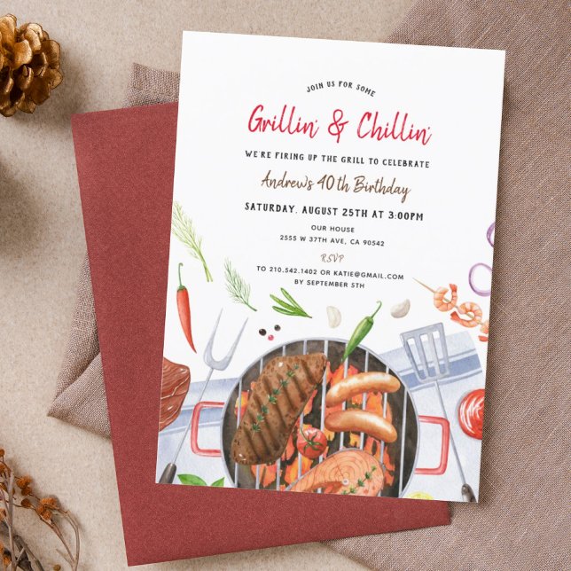 Grill & Chill BBQ Backyard Birthday Party Invitation (Creator Uploaded)
