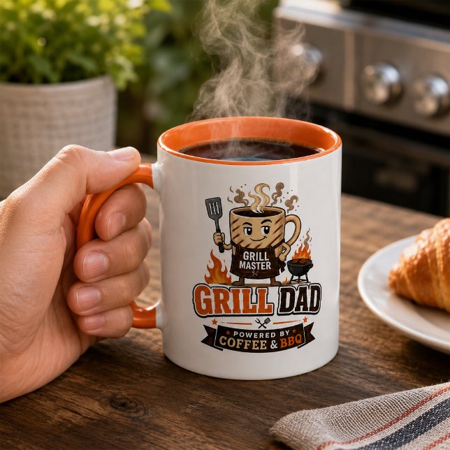 Grill Dad BBQ Coffee Orange Mug Fathers Day Gift (Creator Uploaded)