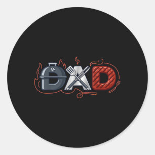 Grill Dad BBQ Pitmaster Father Fathers Day Classic Round Sticker