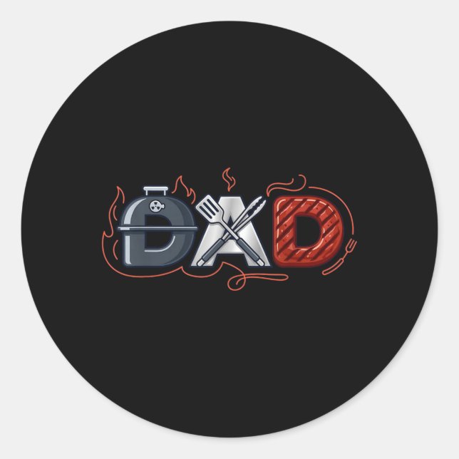 Grill Dad BBQ Pitmaster Father Fathers Day Classic Round Sticker (Front)
