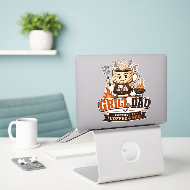 Grill Dad Powered By Coffee And BBQ Funny Dad (Laptop On Desk)