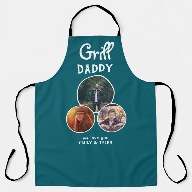 Grill Daddy Modern Oval 3 Photo Father`s Day  Apron (Front)