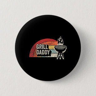 Grill Daddy Retro Sunset Bbq Graphic For Dad 6 Cm Round Badge