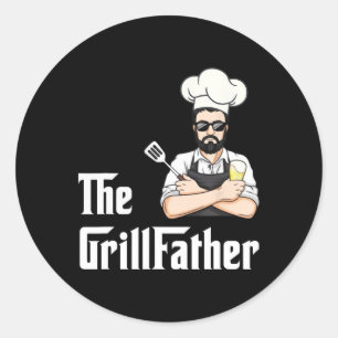 Grill Father Bbq Father's Day Barbecue Chef Funny Classic Round Sticker