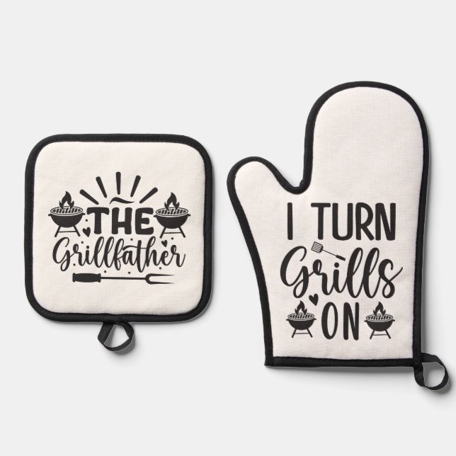 Grill Father  Oven Mitt & Pot Holder Set (Front)