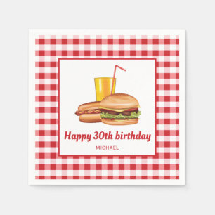 Grill Food Hamburger Hot Dog Backyard BBQ Birthday Napkin
