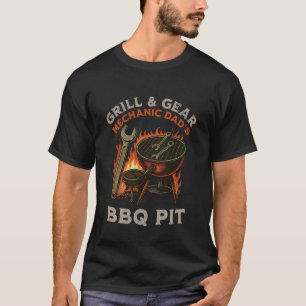 Grill & Gear Mechanic Dad's BBQ Pit Retro Men T-Shirt