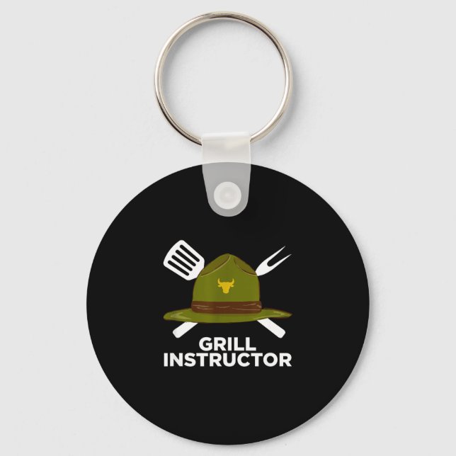 Grill instructor funny bbq pitmaster grilling dad key ring (Front)