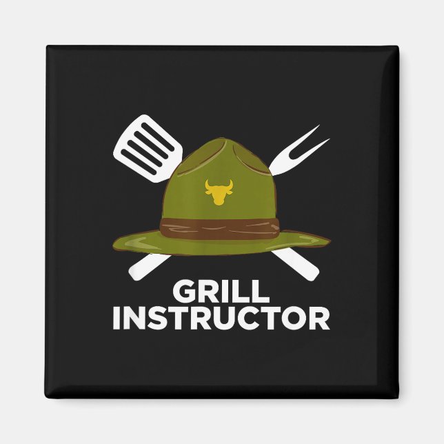 Grill instructor funny bbq pitmaster grilling dad magnet (Front)