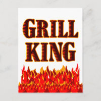 Grill King Flames BBQ Saying Postcard