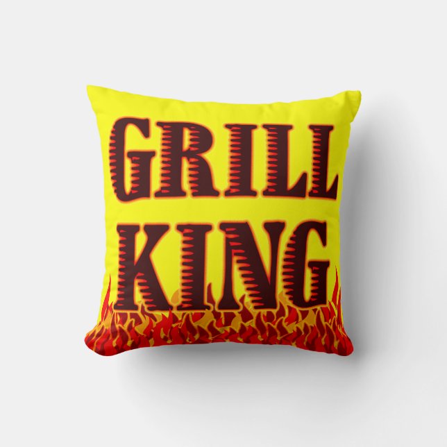 Grill King Red Flames BBQ Art Pillow (Front)