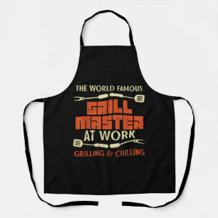 Grill Master At Work Grilling Chilling Funny Bbq P Apron