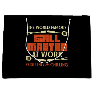 Grill Master At Work Grilling Chilling Funny Bbq P Large Gift Bag