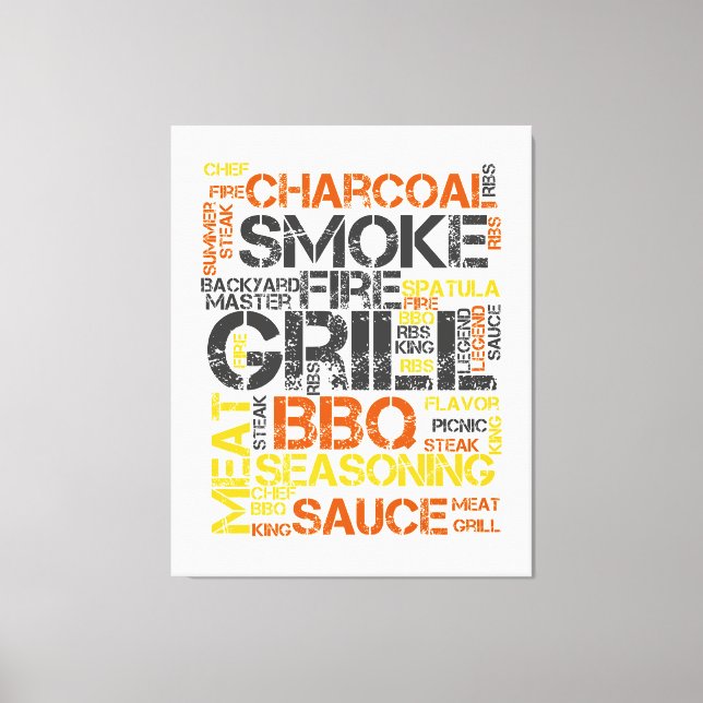 Grill Master BBQ Typography Canvas Print (Front)