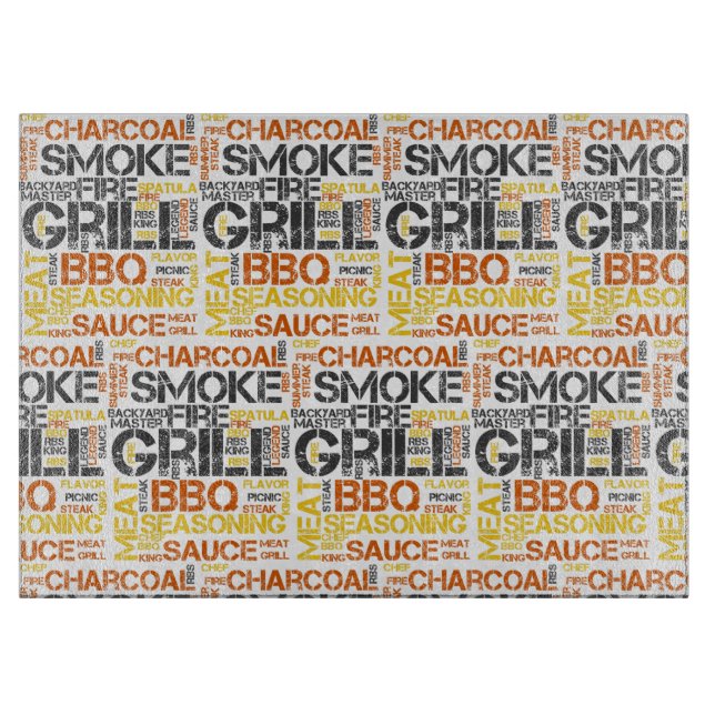 Grill Master BBQ Typography Cutting Board (Front)