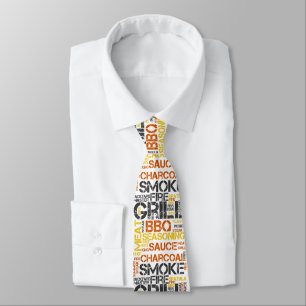 Grill Master BBQ Typography Tie