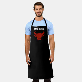 Grill Master Black Red Bull Head Apron