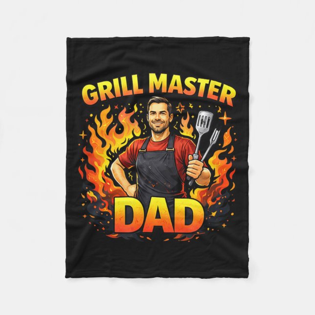 Grill Master Dad Bbq Cooking Lifestyle Design Fleece Blanket (Front)