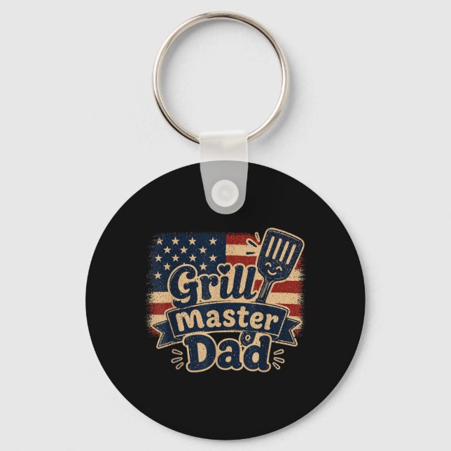 Grill Master Dad Bbq Squad Fathers Day Summer Key Ring (Front)