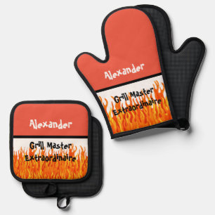Grill Master Extraordinaire Oven Mitt & Pot Holder Set