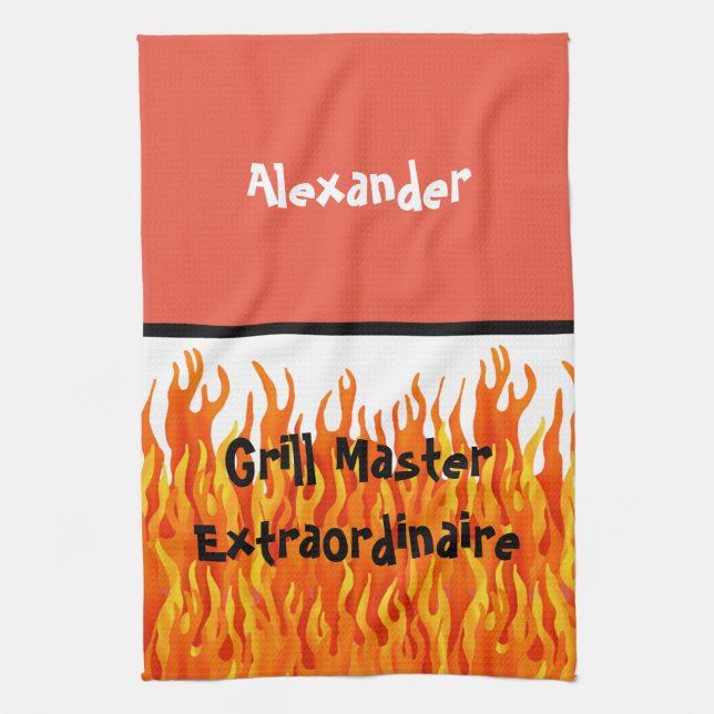 Grill Master Extraordinaire Tea Towel (Vertical)