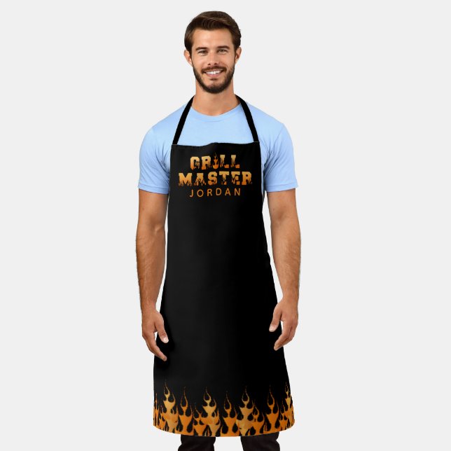 GRILL MASTER Flames Personalised Apron (Worn)