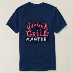 Grill Master Flaming Barbecue Cookout Typography T-Shirt
